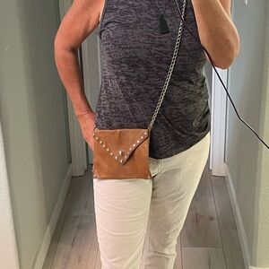 Brown leather crossbody bag (small)